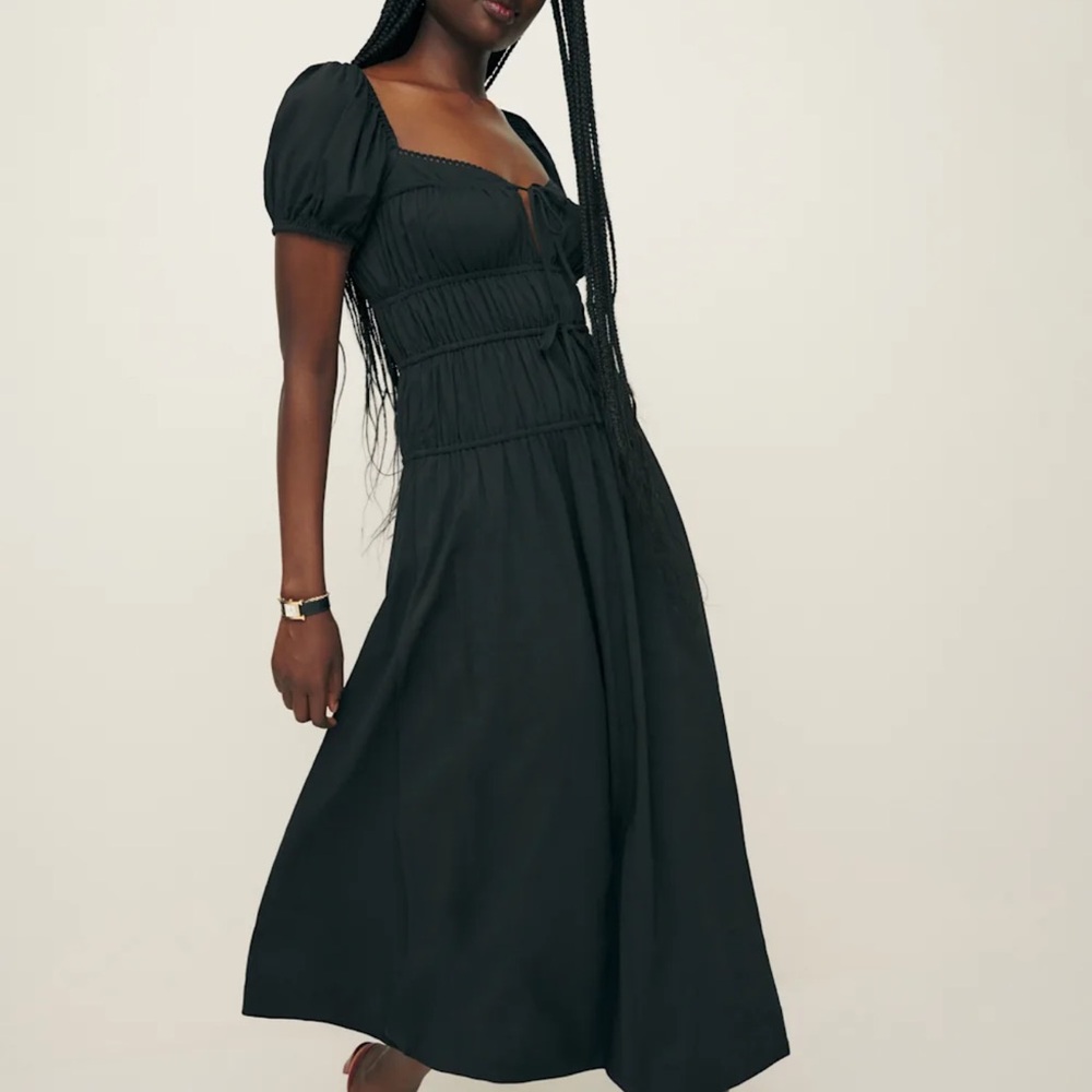 Reformation Rhett Elegant Black Midi Dress